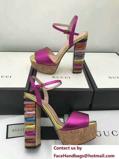 Gucci Multicolour Heel Sandals Fuchsia 2018 - Click Image to Close