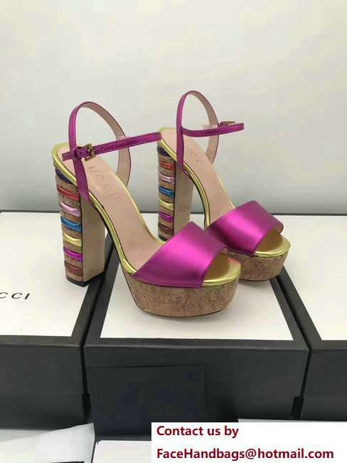 Gucci Multicolour Heel Sandals Fuchsia 2018
