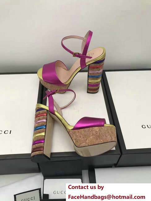 Gucci Multicolour Heel Sandals Fuchsia 2018
