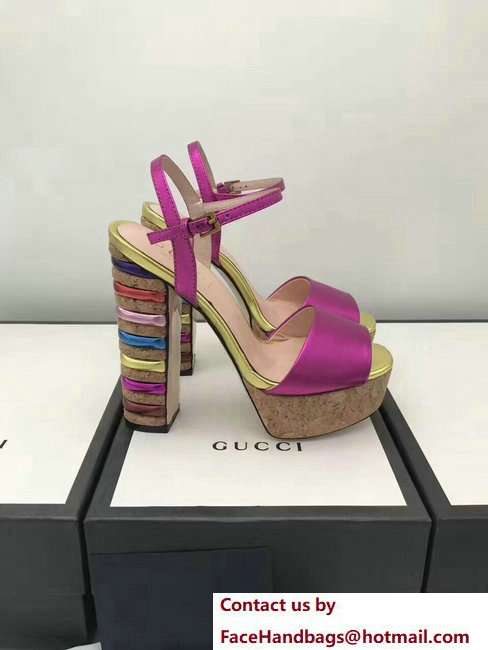 Gucci Multicolour Heel Sandals Fuchsia 2018 - Click Image to Close