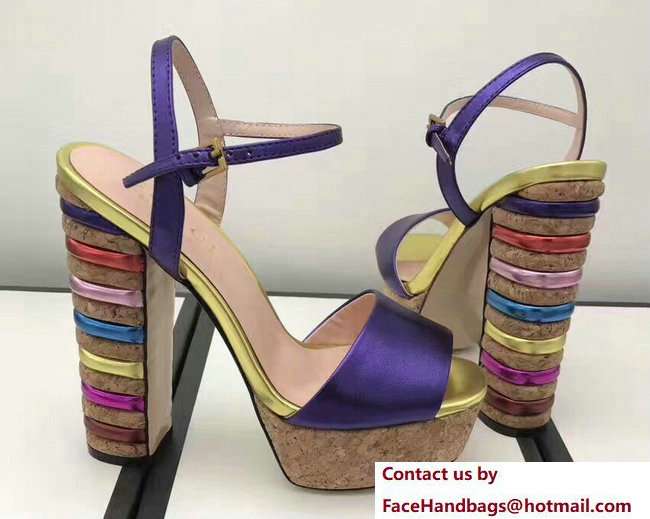 Gucci Multicolour Heel Sandals Purple 2018