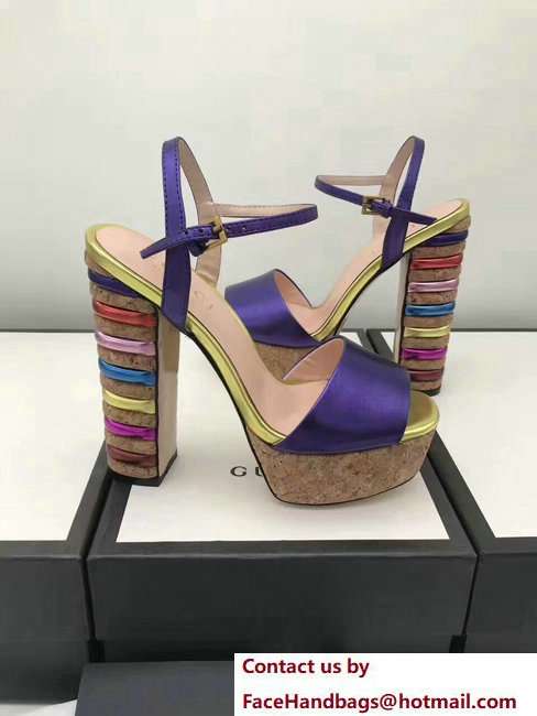 Gucci Multicolour Heel Sandals Purple 2018 - Click Image to Close