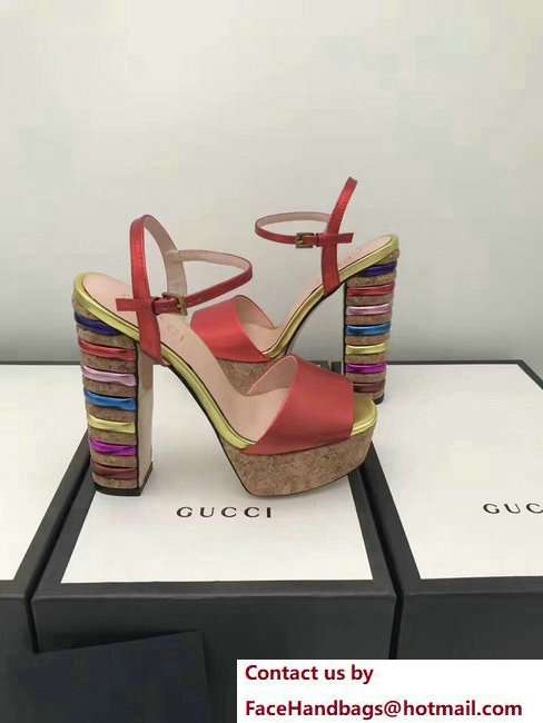 Gucci Multicolour Heel Sandals Red 2018