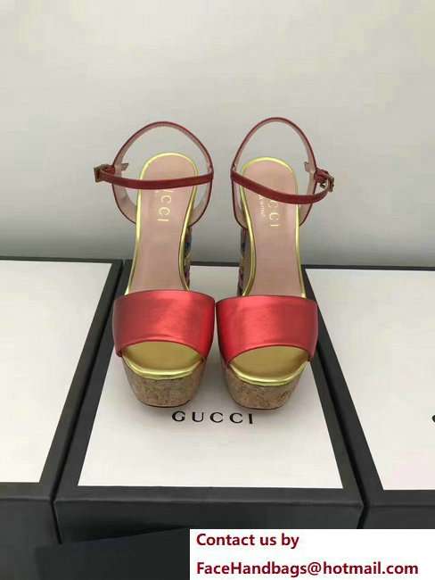 Gucci Multicolour Heel Sandals Red 2018 - Click Image to Close