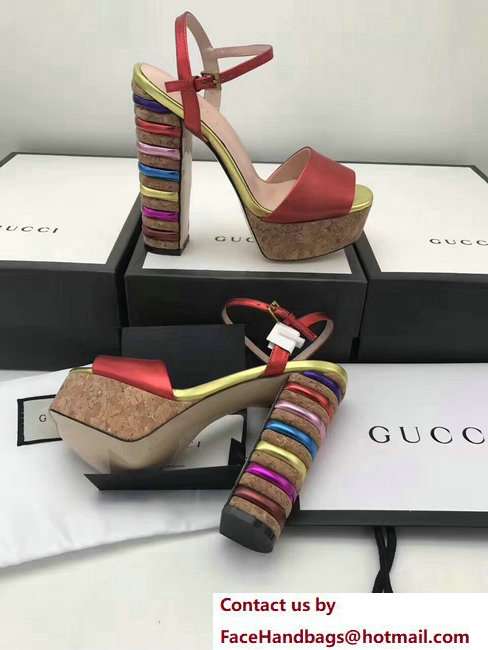 Gucci Multicolour Heel Sandals Red 2018