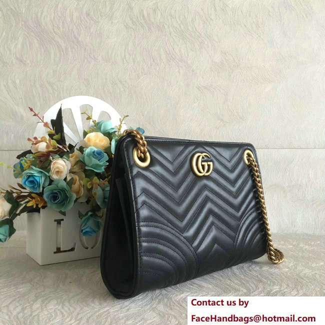 Gucci Ophidia GG Marmont Matelasse Chevron Chain Shoulder Bag 505033 Black 2018