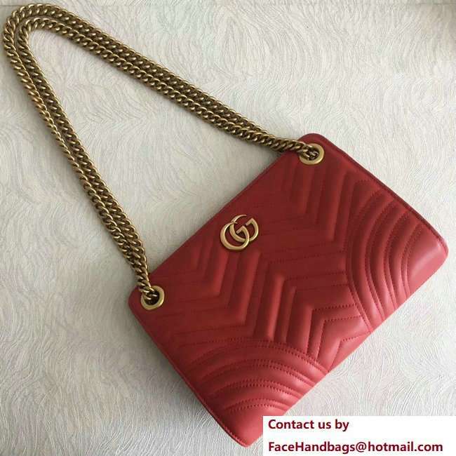 Gucci Ophidia GG Marmont Matelasse Chevron Chain Shoulder Bag 505033 Red 2018 - Click Image to Close