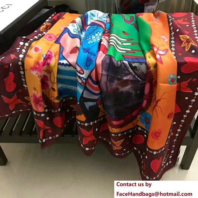 Gucci Unskilled Worker Ladybugs Print Silk Scarf 488514 2018