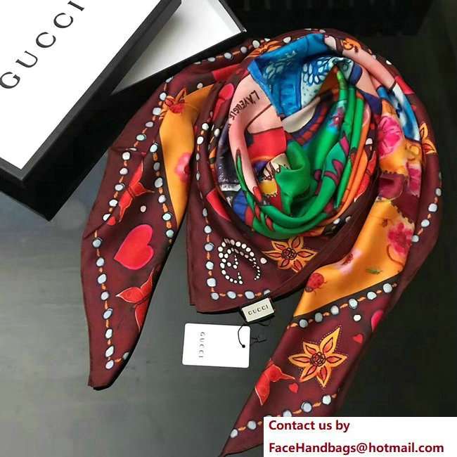 Gucci Unskilled Worker Ladybugs Print Silk Scarf 488514 2018