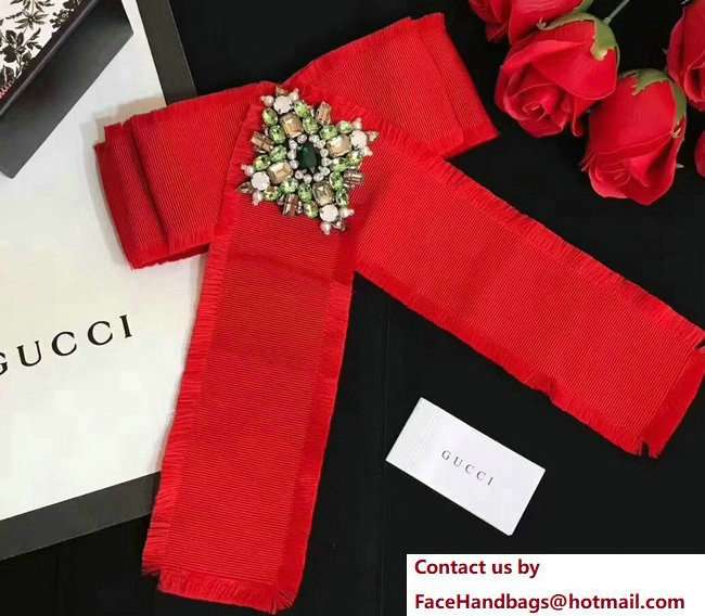 Gucci Web Grosgrain Bow Brooch 460828 Red 2018 - Click Image to Close