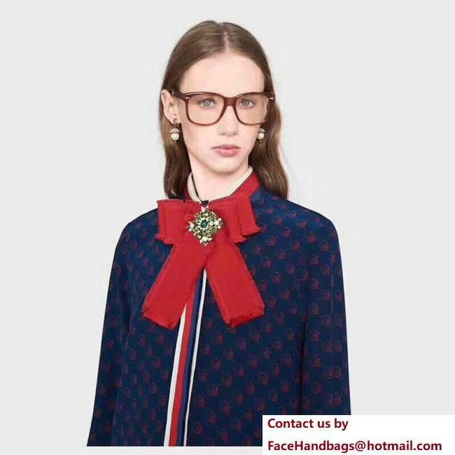 Gucci Web Grosgrain Bow Brooch 460828 Red 2018 - Click Image to Close