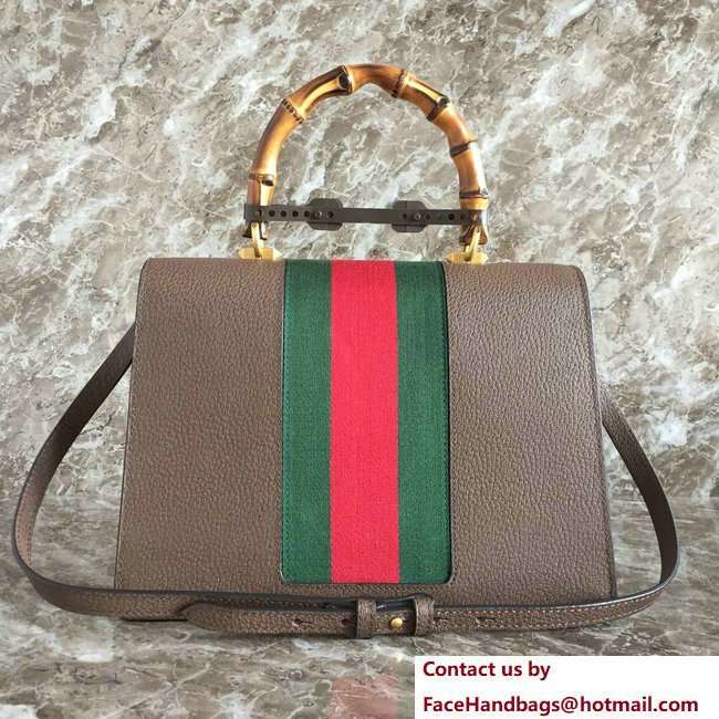 Gucci Web Insect Leather Medium Top Handle Bag 488691 Coffee 2018