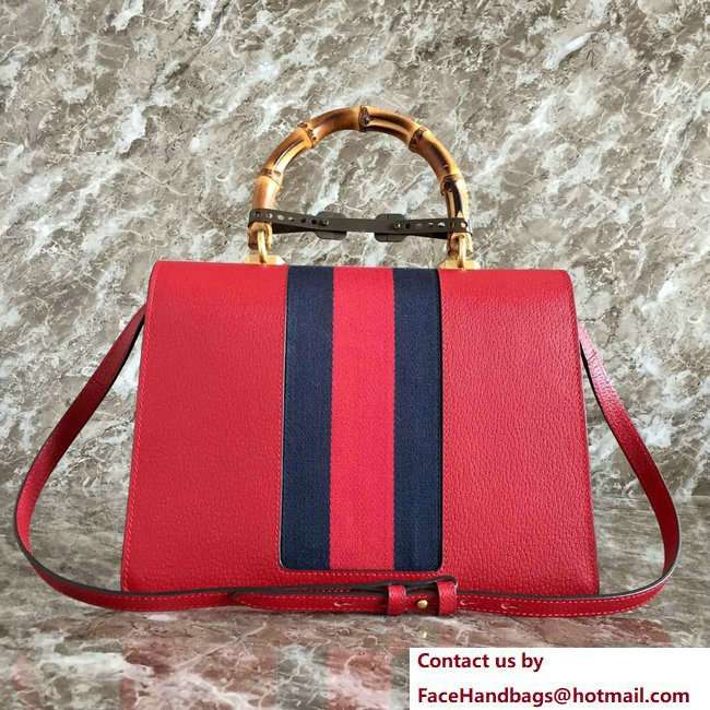 Gucci Web Insect Leather Medium Top Handle Bag 488691 Red 2018