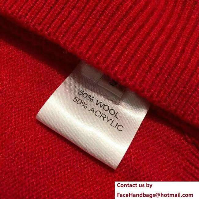 Gucci Wool Sweater with Boston Terrier Orso 503897 Red 2018