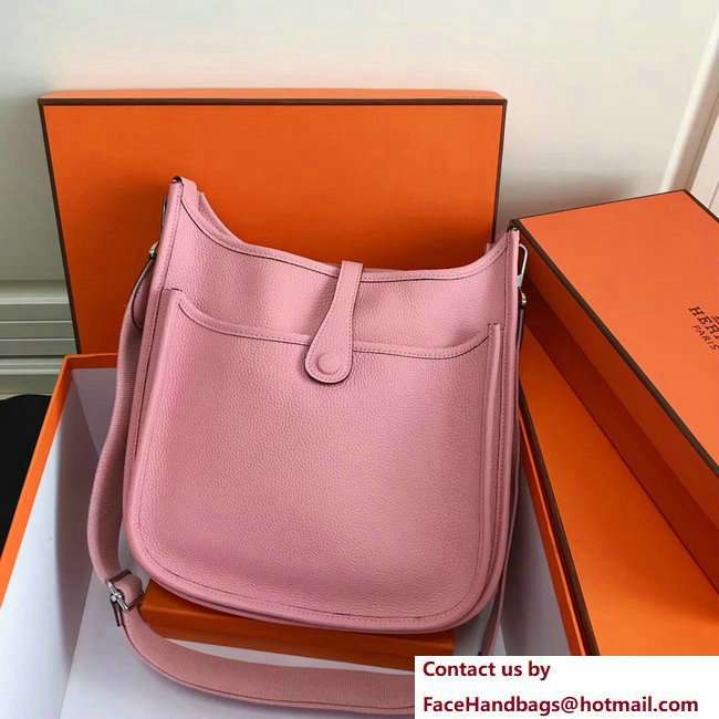 Hermes Togo Leather Evelyne III PM Bag Cherry Pink