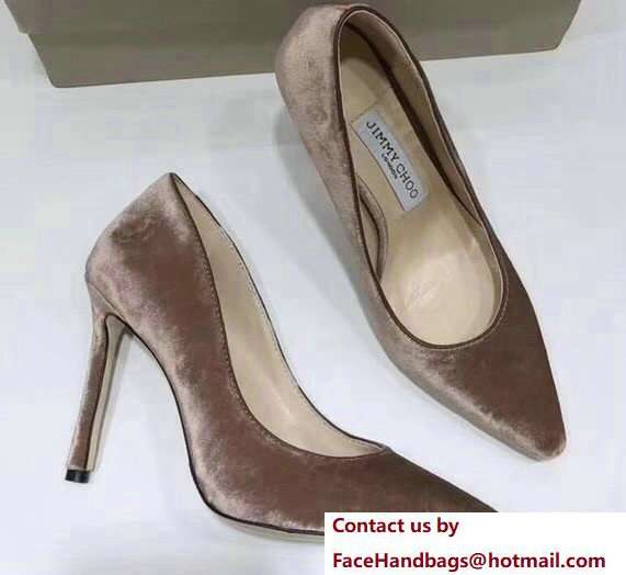Jimmy Choo Heel 9.5cm Romy Velvet Pointy Toe Pumps Camel 2018 Jimmy Choo Heel 9.5cm Romy Velvet Pointy Toe Pumps Camel 2018