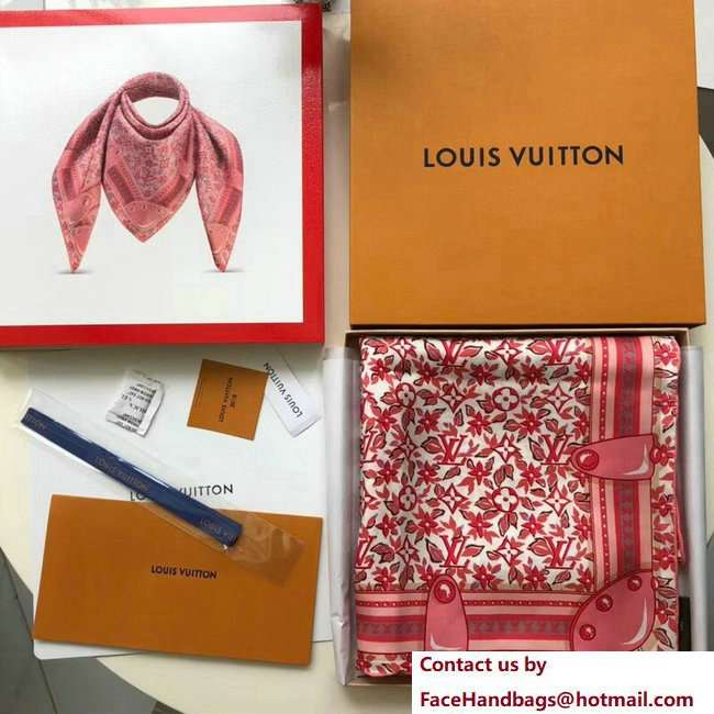 Louis Vuitton Flower Square Scarf Pink 2018 - Click Image to Close