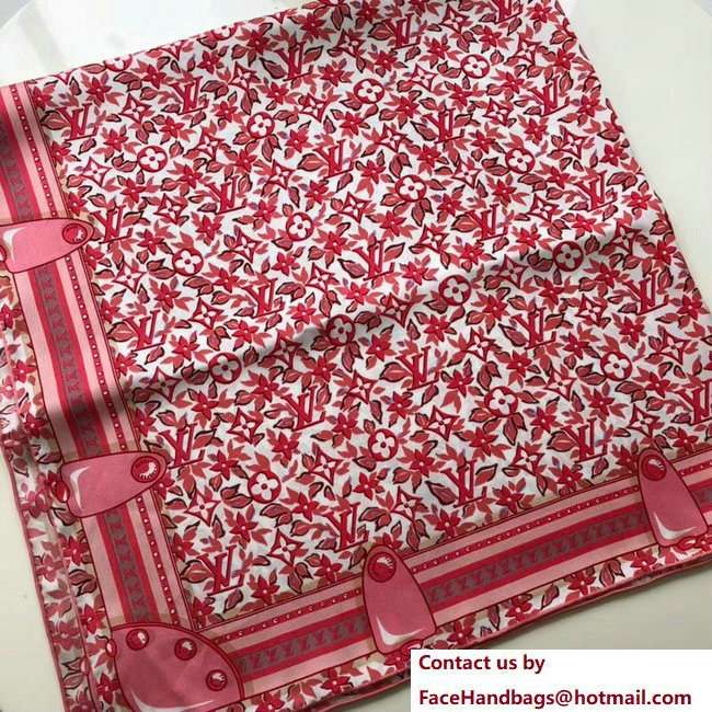 Louis Vuitton Flower Square Scarf Pink 2018 - Click Image to Close