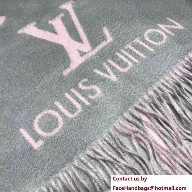 Louis Vuitton Monogram Pattern Cashmere Reykjavik Scarf M75607 Gray/Pink