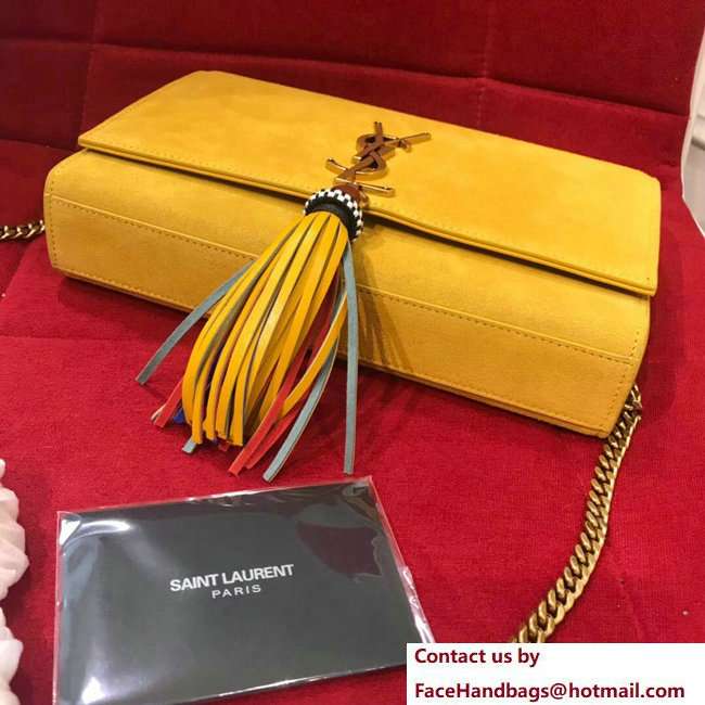 Saint Laurent Kate Chain And Tassel Bag In Suede 501518 Yellow 2018 - Click Image to Close