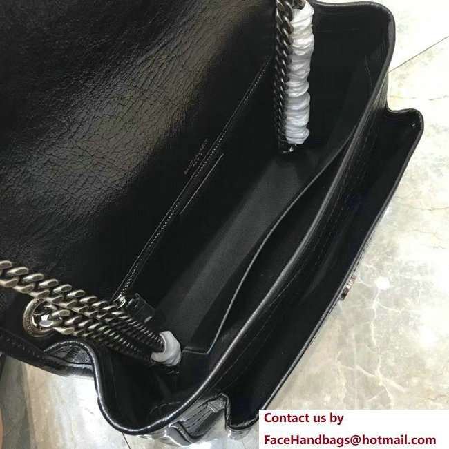 Saint Laurent Large Monogramme Niki Chain Bag in Black Vintage Crinkled Leather 2018