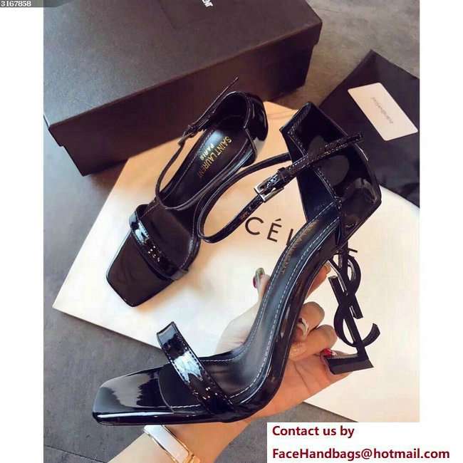 Saint Laurent Opyum 110 Sandals in Black Patent Leather and Black Metal 500250 2018 - Click Image to Close
