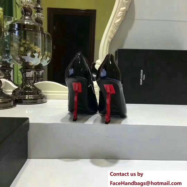 Saint Laurent Patent Leather With 11cm YSL Signature Heel Pump 472011 Black/Red - Click Image to Close