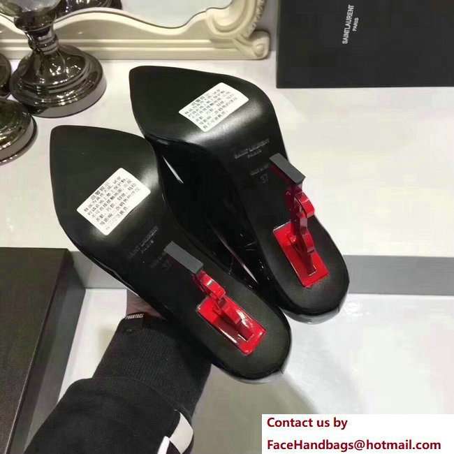 Saint Laurent Patent Leather With 11cm YSL Signature Heel Pump 472011 Black/Red