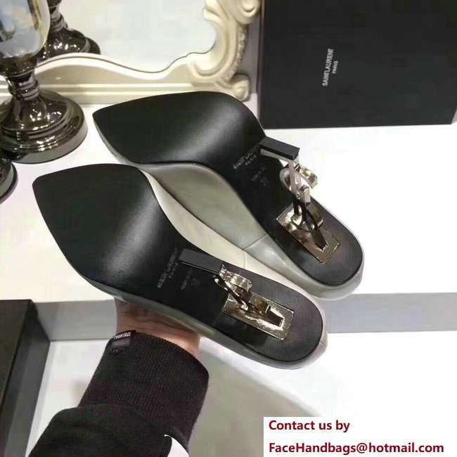 Saint Laurent Patent Leather With 11cm YSL Signature Heel Pump 472011 Silver/Black