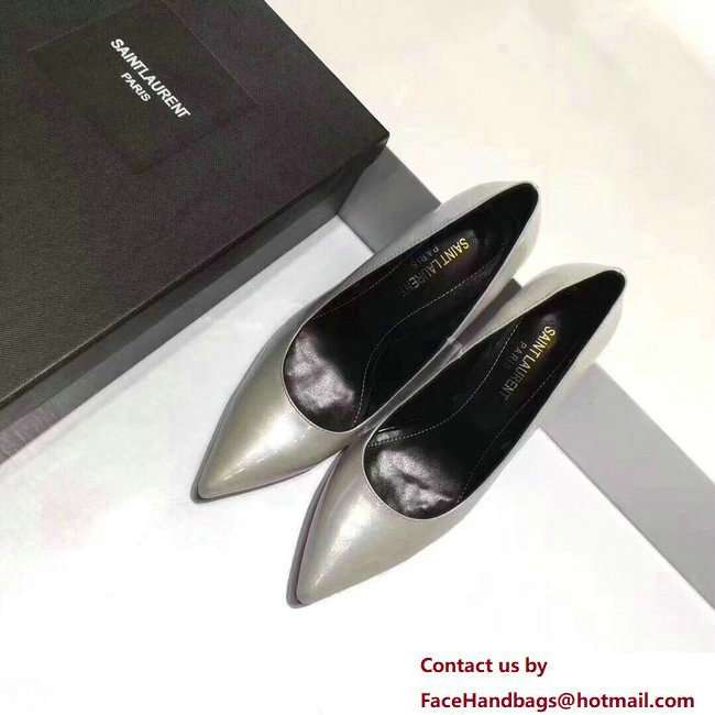 Saint Laurent Patent Leather With 11cm YSL Signature Heel Pump 472011 Silver/Black