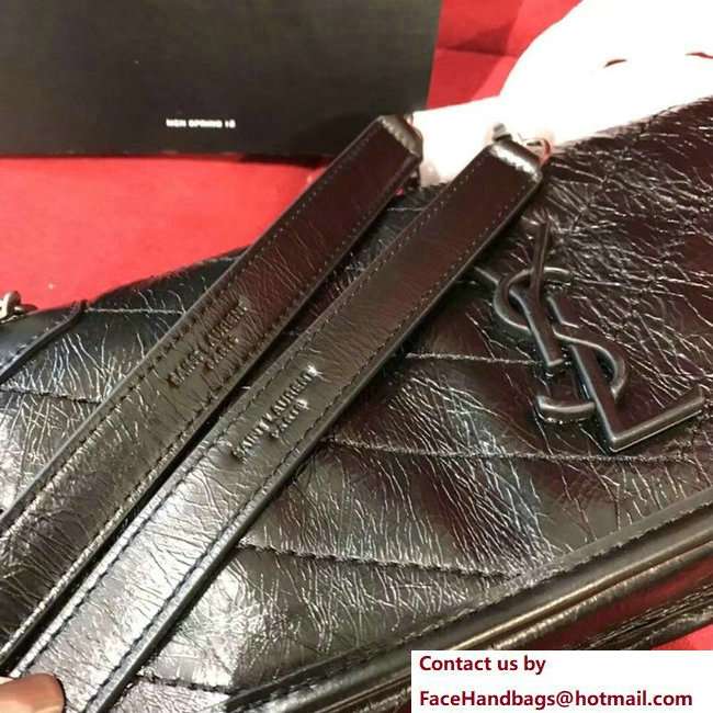 Saint Laurent Small Monogramme Niki Chain Bag in Black Vintage Crinkled Leather 504865 2018