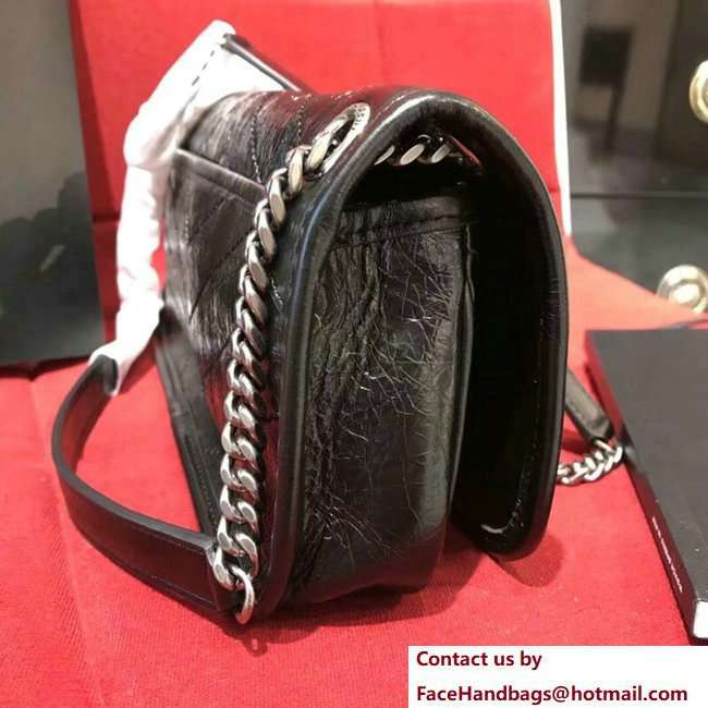 Saint Laurent Small Monogramme Niki Chain Bag in Black Vintage Crinkled Leather 504865 2018