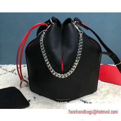 Alexander Mcqueen Calf Leather The Bucket Bag Black/Red - Click Image to Close