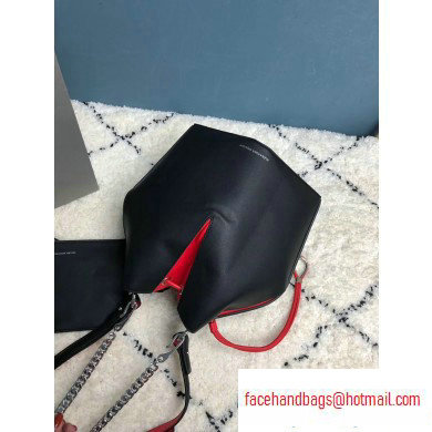 Alexander Mcqueen Calf Leather The Bucket Bag Black/Red