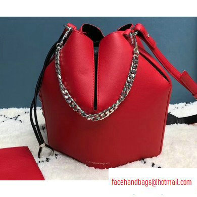 Alexander Mcqueen Calf Leather The Bucket Bag Red/Black - Click Image to Close