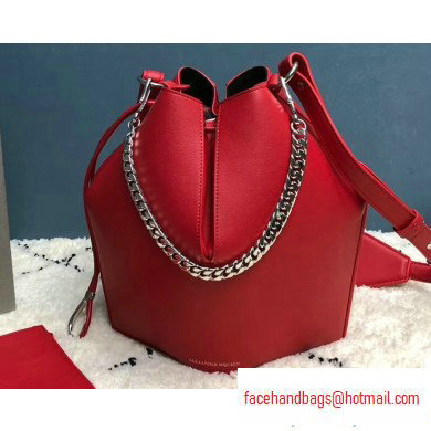 Alexander Mcqueen Calf Leather The Bucket Bag Red - Click Image to Close