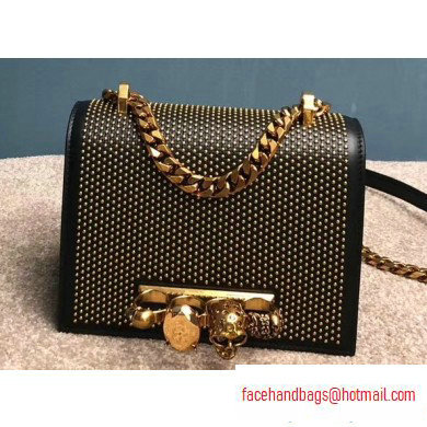 Alexander Mcqueen Small Jewelled Satchel Bag Black/Gold Studs - Click Image to Close