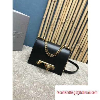 Alexander Mcqueen Small Jewelled Satchel Bag Smooth Calf Leather Black/Gold - Click Image to Close
