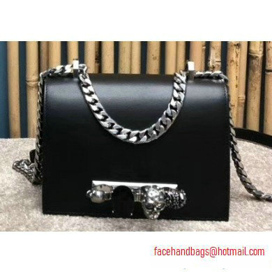 Alexander Mcqueen Small Jewelled Satchel Bag Smooth Calf Leather Black/Silver