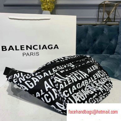 Balenciaga Explorer Belt Pack Bag All Over Logo Black/White - Click Image to Close