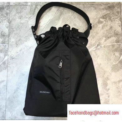 Balenciaga Explorer Drawstring Backpack Bag in Nylon Black