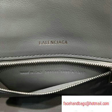 Balenciaga Hourglass Small Top Handle Bag in Crocodile Embossed Calfskin Gray - Click Image to Close