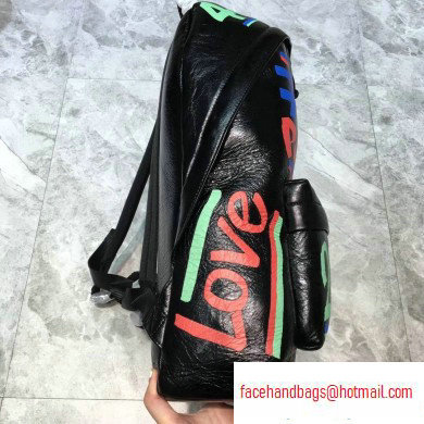 Balenciaga Lambskin Explorer Backpack Bag Graffiti Black/Multicolor - Click Image to Close