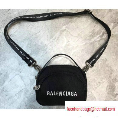 Balenciaga Logo Canvas Camera Mini Bag Black
