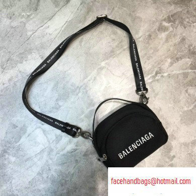 Balenciaga Logo Canvas Camera Mini Bag Black - Click Image to Close