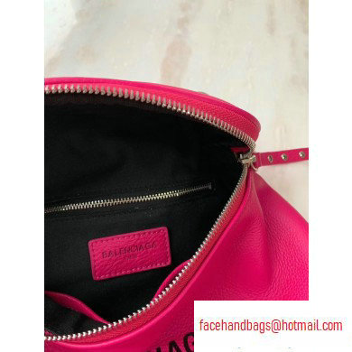 Balenciaga Logo Crossbody Bag with Canvas Strap Fuchsia