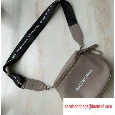 Balenciaga Logo Crossbody Bag with Canvas Strap Light Gray Balenciaga Logo Crossbody Bag with Canvas Strap Light Gray