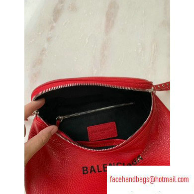 Balenciaga Logo Crossbody Bag with Canvas Strap Red