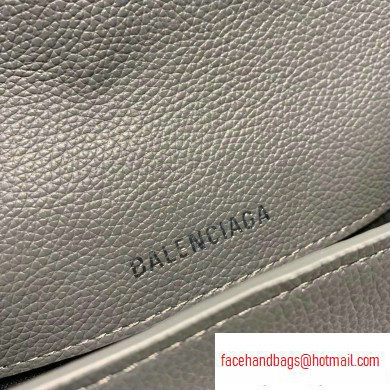 Balenciaga Logo Grained Calfskin Pouch Clutch Bag Gray