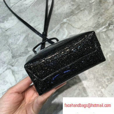 Balenciaga North-South Mini Shopping Phone Holder Bag in Patent Calfskin Black